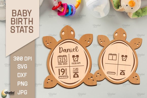 3D Baby Birth Stats Laser Cut.Turtle SVG: A Creative Digital Tool for Unique Projects