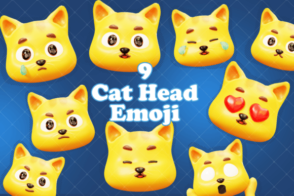 3D Cat Head Character Emoji, Expression: A Versatile Digital Asset