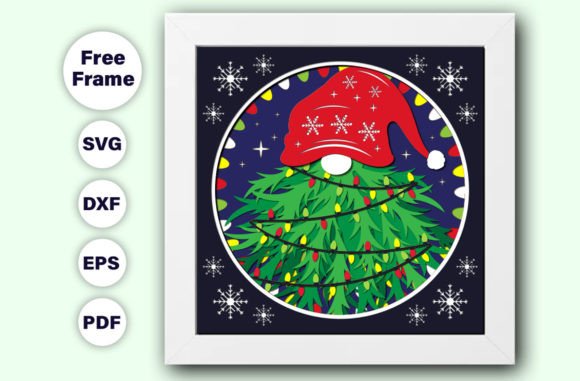 3D Christmas Gnome Shadow Box SVG