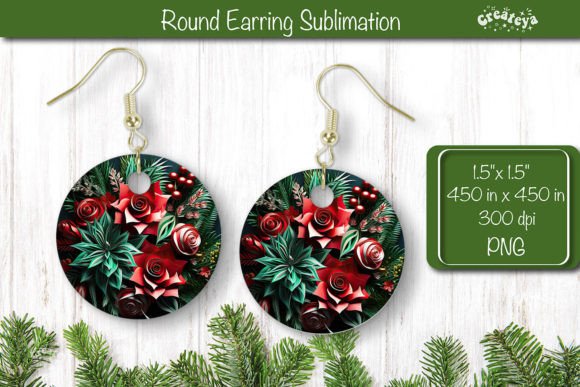 3D Christmas Round Earring Sublimation
