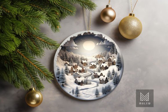 3D Christmas Village Ornament Clipart