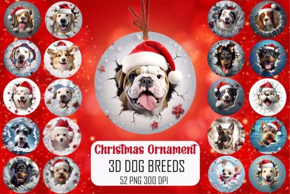 3D Dog Breeds Christmas Ornament