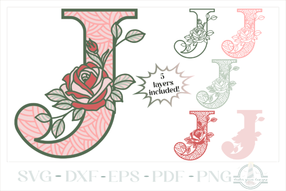 3D Letter J - Rose Monogram SVG: A Timeless Design for Modern Creators