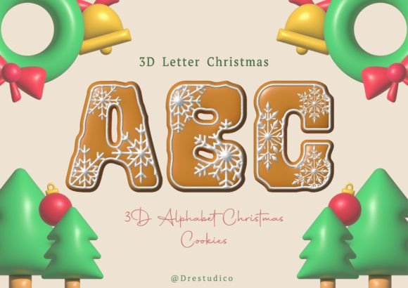 Christmas 3D Font Gingerbread Snowflake: A Versatile Design Asset for Creative Projects