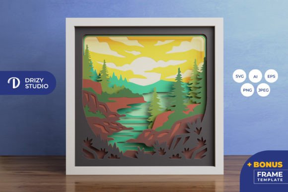 Mountain River 3D Shadow Box Paper Cut: A Unique Artistic Experience