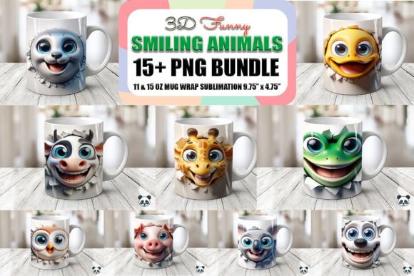Smiling Animals 3D Mug Wrap Bundle: A Creative and Practical Choice for Modern Designers