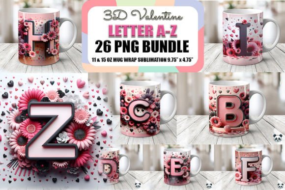 Valentine Alphabet 3D Mug Wrap Bundle