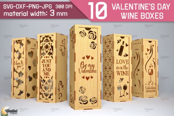 Valentine's Day 3D Wine Box SVG Bundle: A Digital Design Solution for Creative Projects